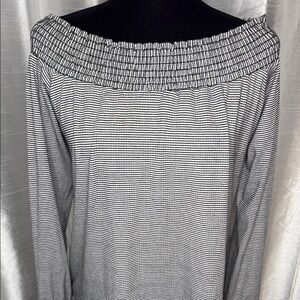 Adora Off Shoulder Striped 3/4 Sleeve Stretch Top